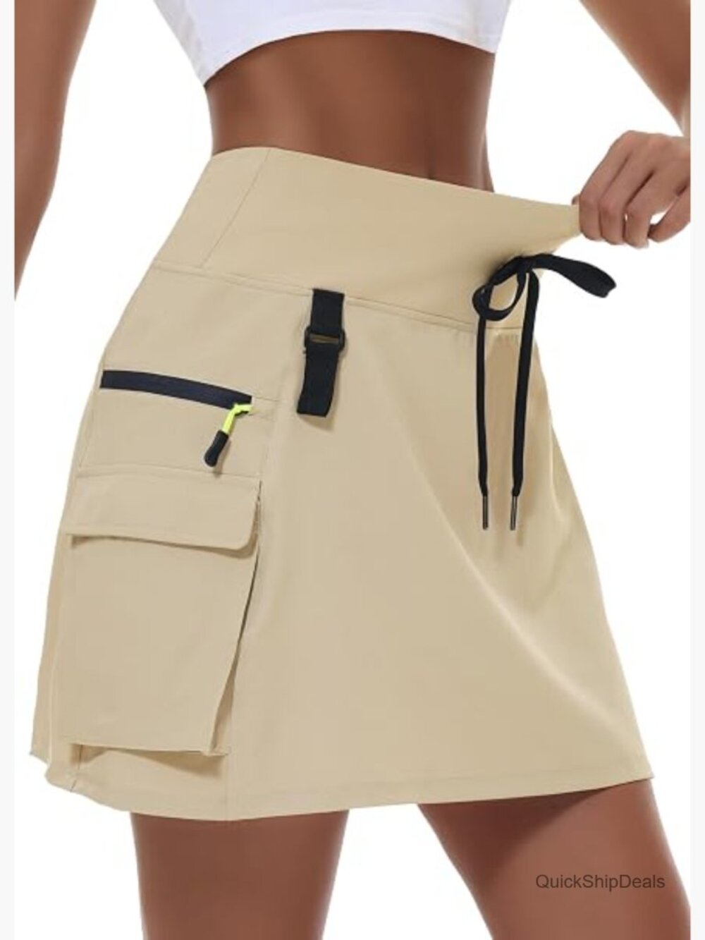 High Waisted Cargo Skort with Zipper Pockets, Quick Dry Hiking Golf Workout